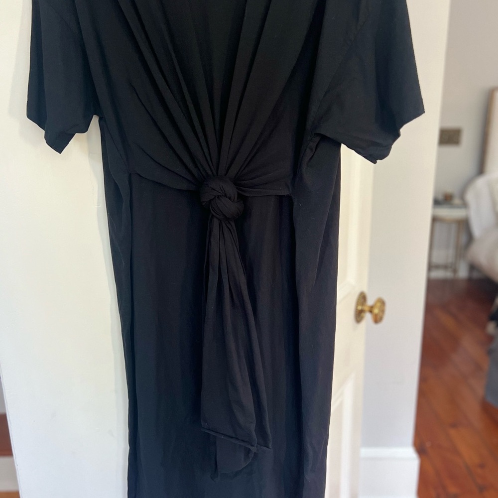 Zara Black Short Sleeve Knot Long Tee